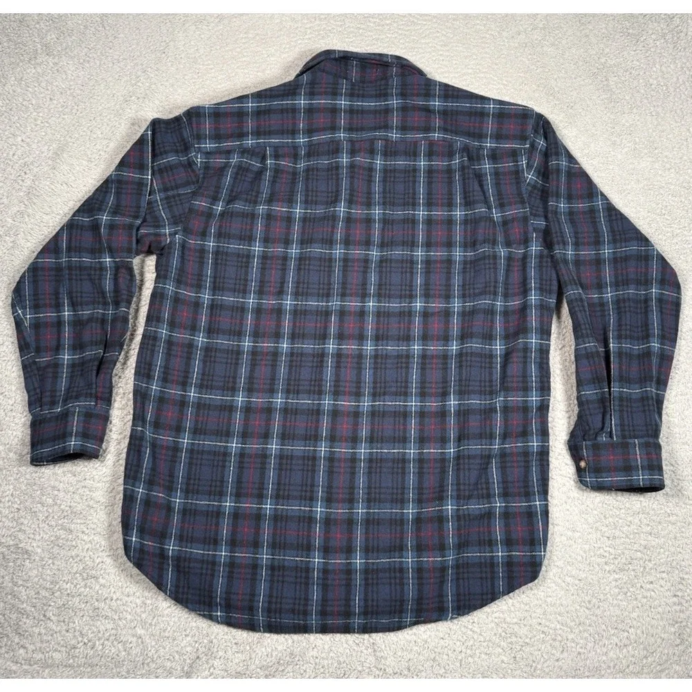 Vtg Pendleton 100% Virgin Wool‎ Flannel Button Down Shirt Mens L Blue USA Made - Picture 3 of 6